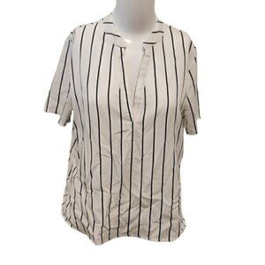 [Shein] V-neck short sleeve striped top - Size S